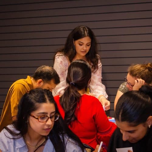 The group working on their projects together